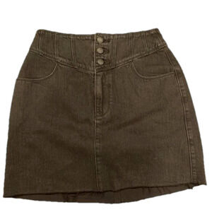 Hollister black size 28 raw hem mini skirt with pockets, front zip and buttons
